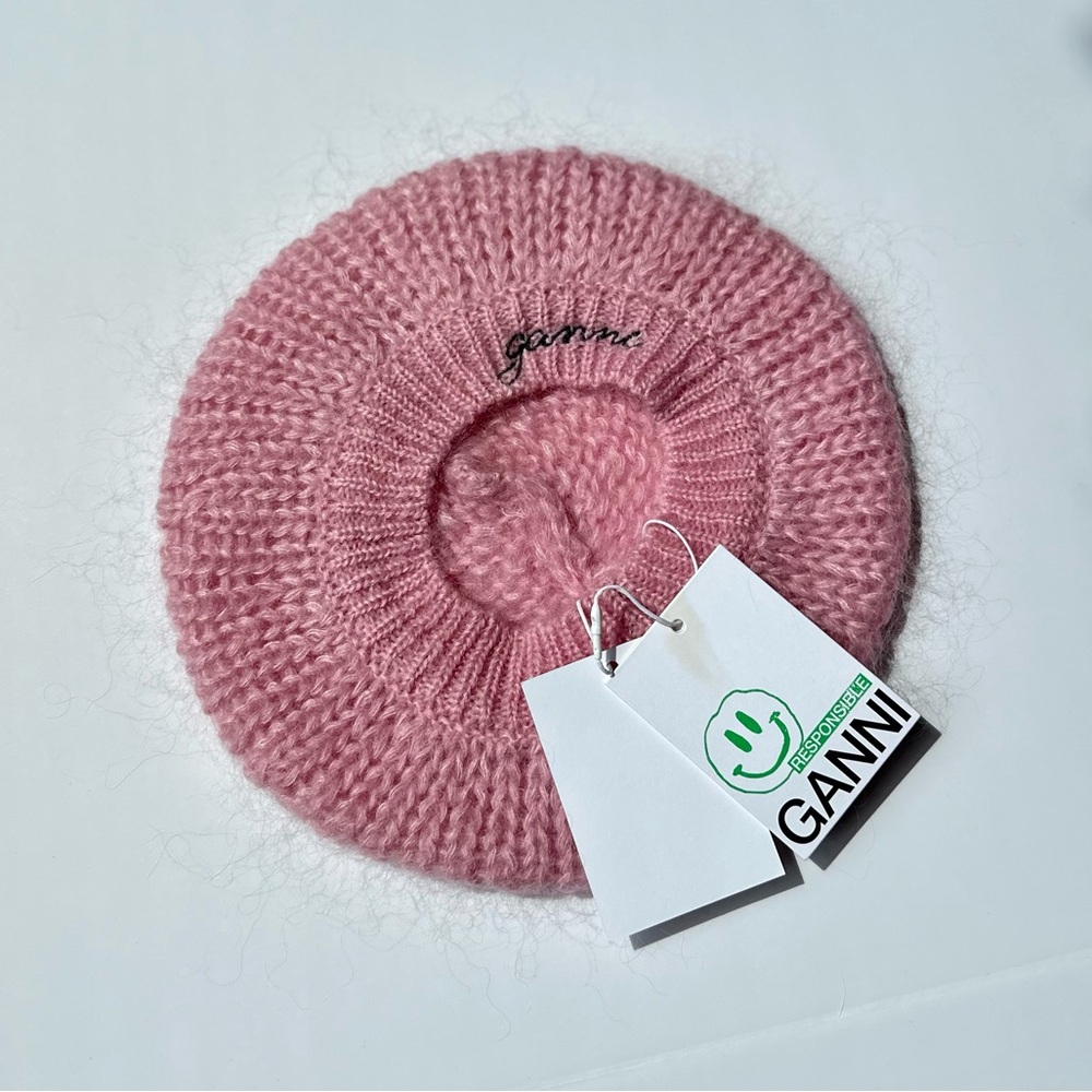 Ganni Soft Pink Knit Hat